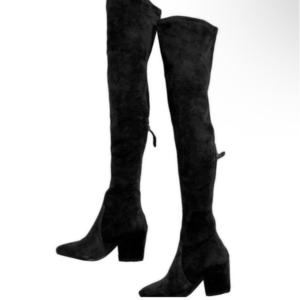 GoodNight Macaroon Ellis Classic Over the Knee Vegan Suede Leather boots size 8. - Picture 5 of 9